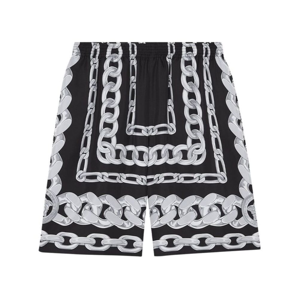 Versace Men's Medusa Chains Silk Shorts